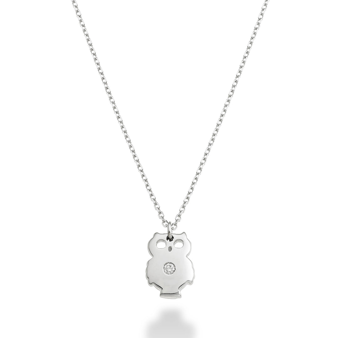 Nihama cl búho de 18k oro blanco de 0,01 ct ND5132O4BR001
