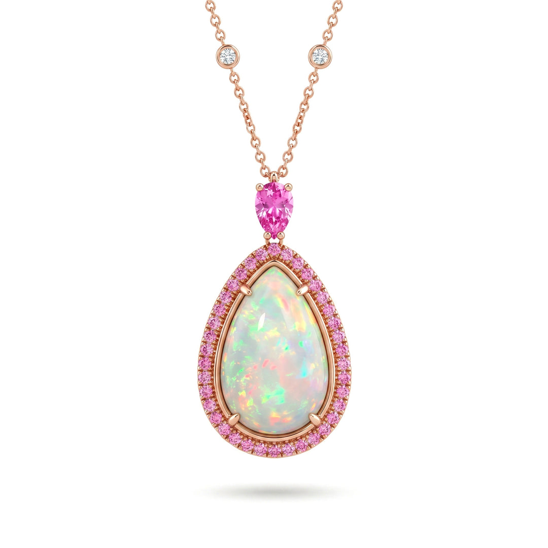 Golay opal drop pendant necklace, with sapphire drop GCLC903DZPOP1812R-26173110161