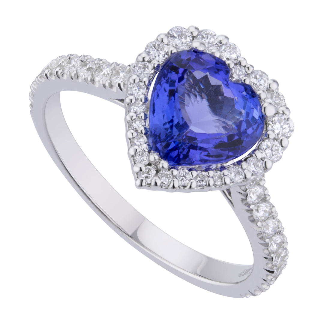 Golay hjerte tanzanite ring størrelse. 8x8 og diamanter ACLC060DITZ2-25071110076