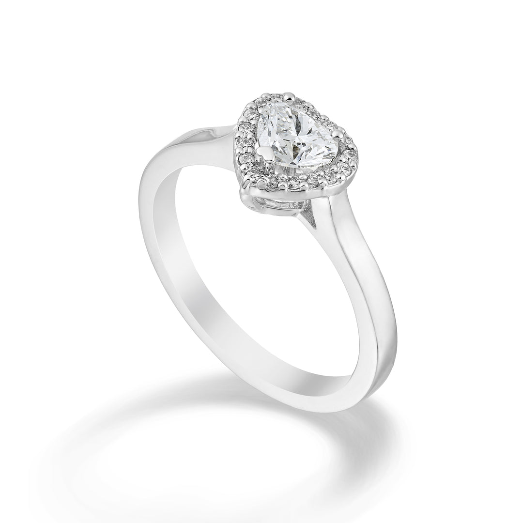 Golay heart diamond ring 0.60 ct with diamond outline ACTHS009DI60-23339110053