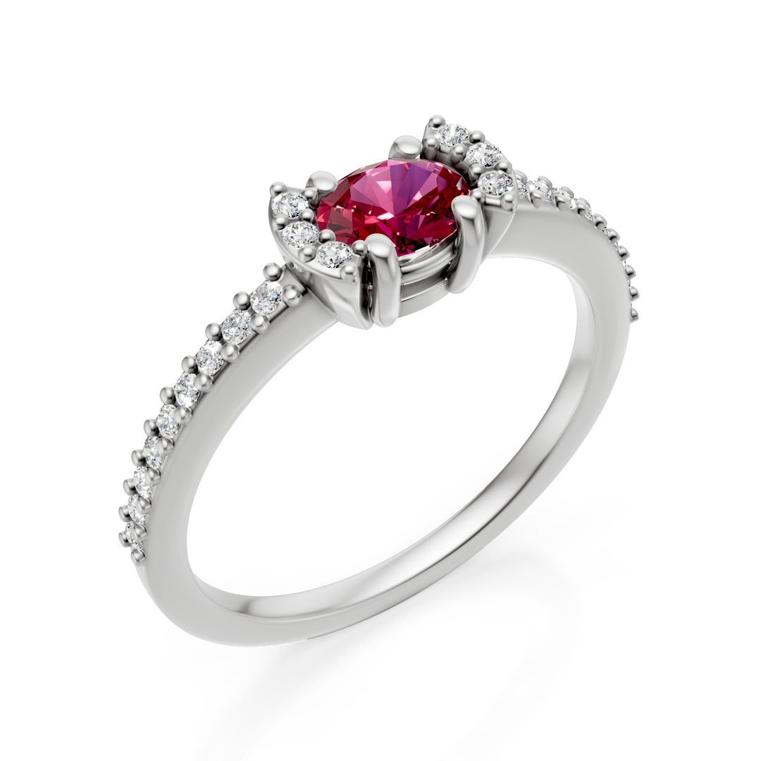 Anillo Golay rubí ovalado 5x4, diámetro vástago lateral inc ACLC617DRU54-25016110034