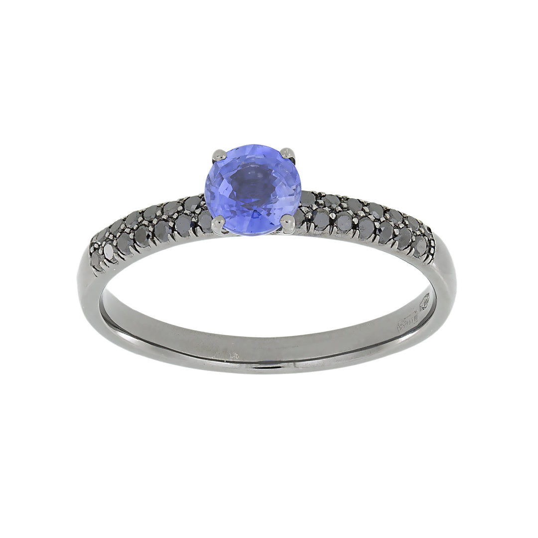Inel Golay pave negru + safir albastru AFP1170NBS-21279110066
