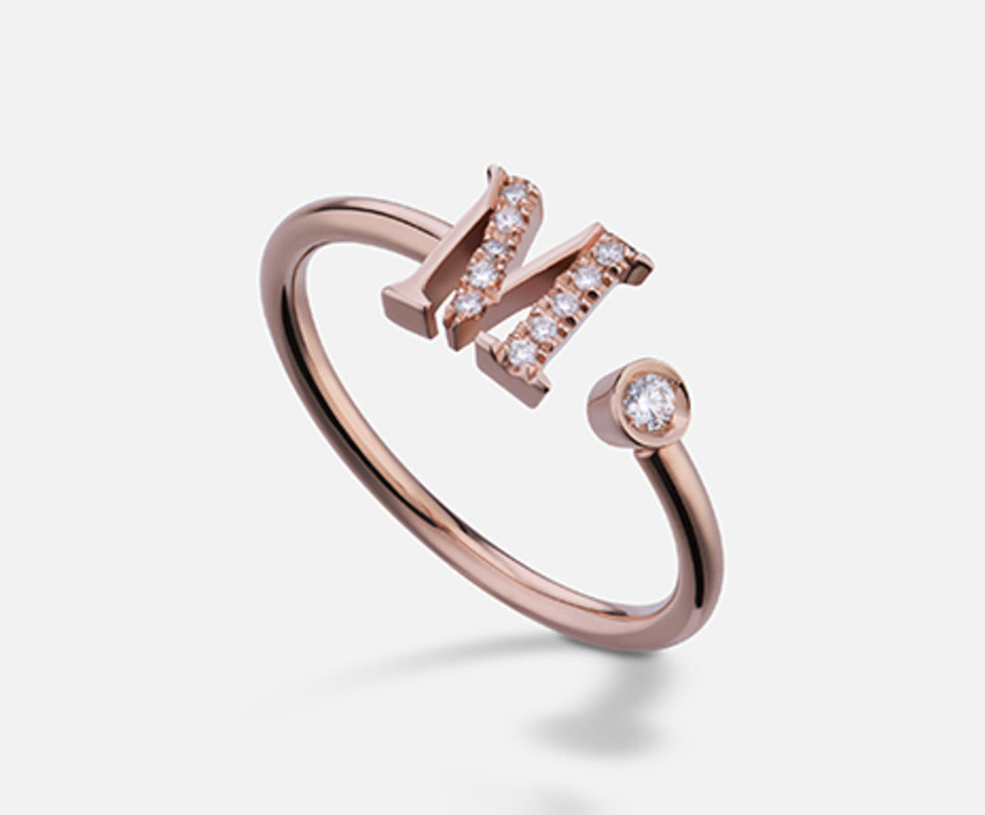 Golay an 9k letter m big rose gold diam. ct.0.08 GAFMD2R3