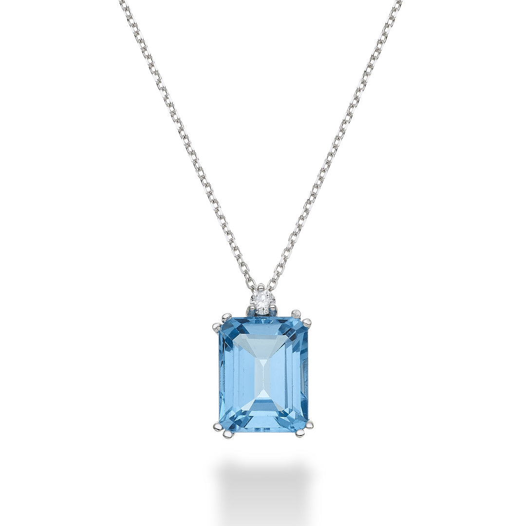 Nihama cl 18k οκτάγωνο μπλε τοπάζι 7x9 ct.2,90 διάμ. ct.0,04 NPCL090DITPAZ4O4