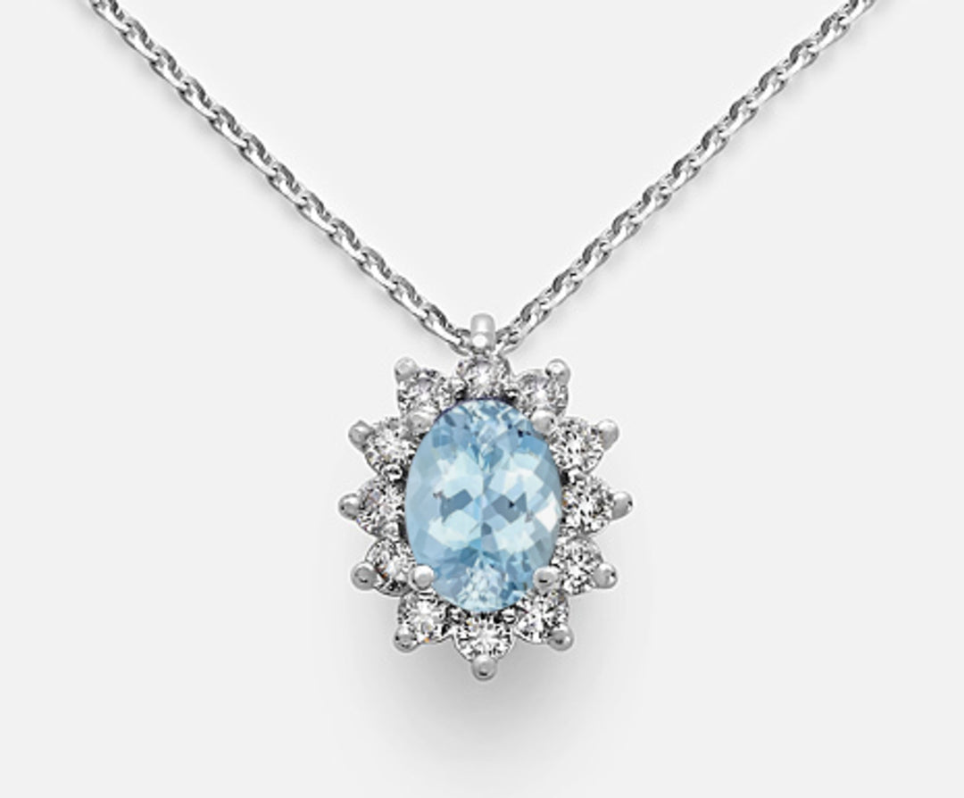 Mikiko cl 18k οβάλ ακουαμαρίνα 7x5 ct.0,50 διάμ. 0,30 ct MD5048O4AM