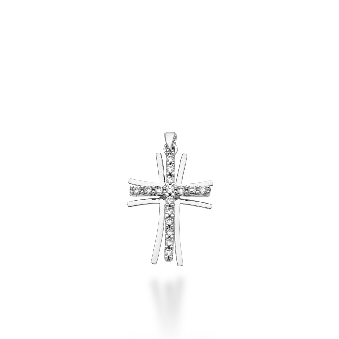 Nihama pe 18k ct.0,15 croce oro bianco cm.1,7 NP5020O4BR015