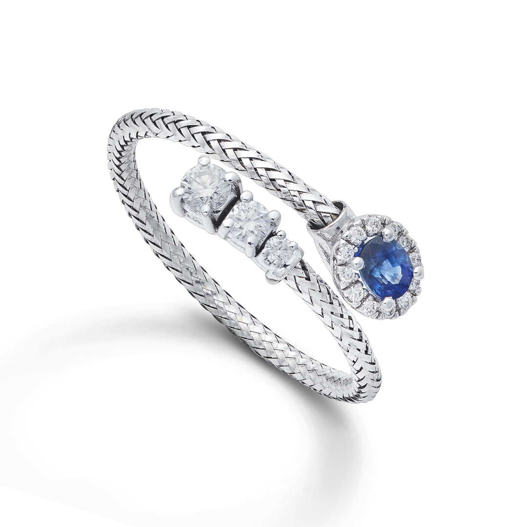 World Diamond Group, une maille de saphir naturel ovale 18 carats 4x3 ct.0,21 diam. Or blanc 0,19 ct GAMAGLIA02DIZFO4