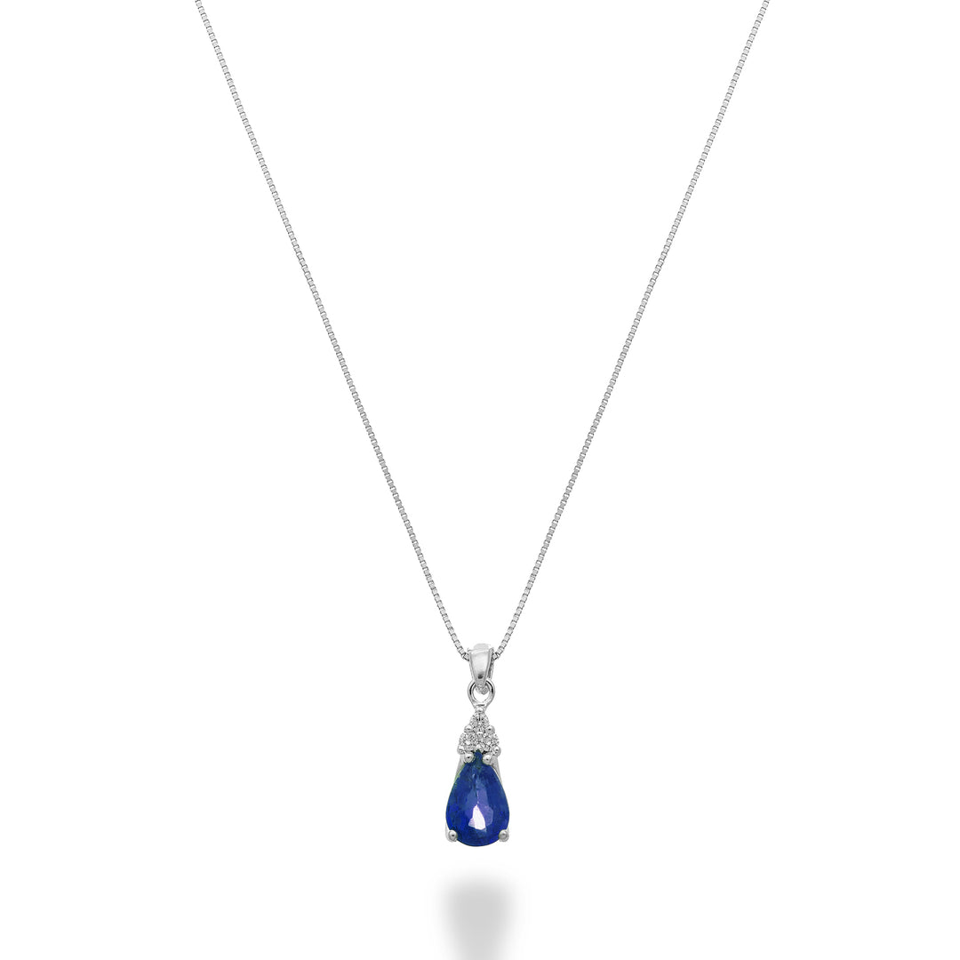 Nihama cl 9k sapphire drop 6x4 with three diamonds ND5192R4ZFD