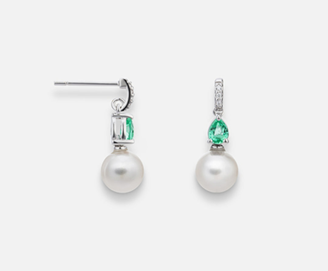 Nihama ή 18k fw 6.5/7 emerald drop4x3 ct.0.28 dia ct.0.02 NO1524O4FABI065