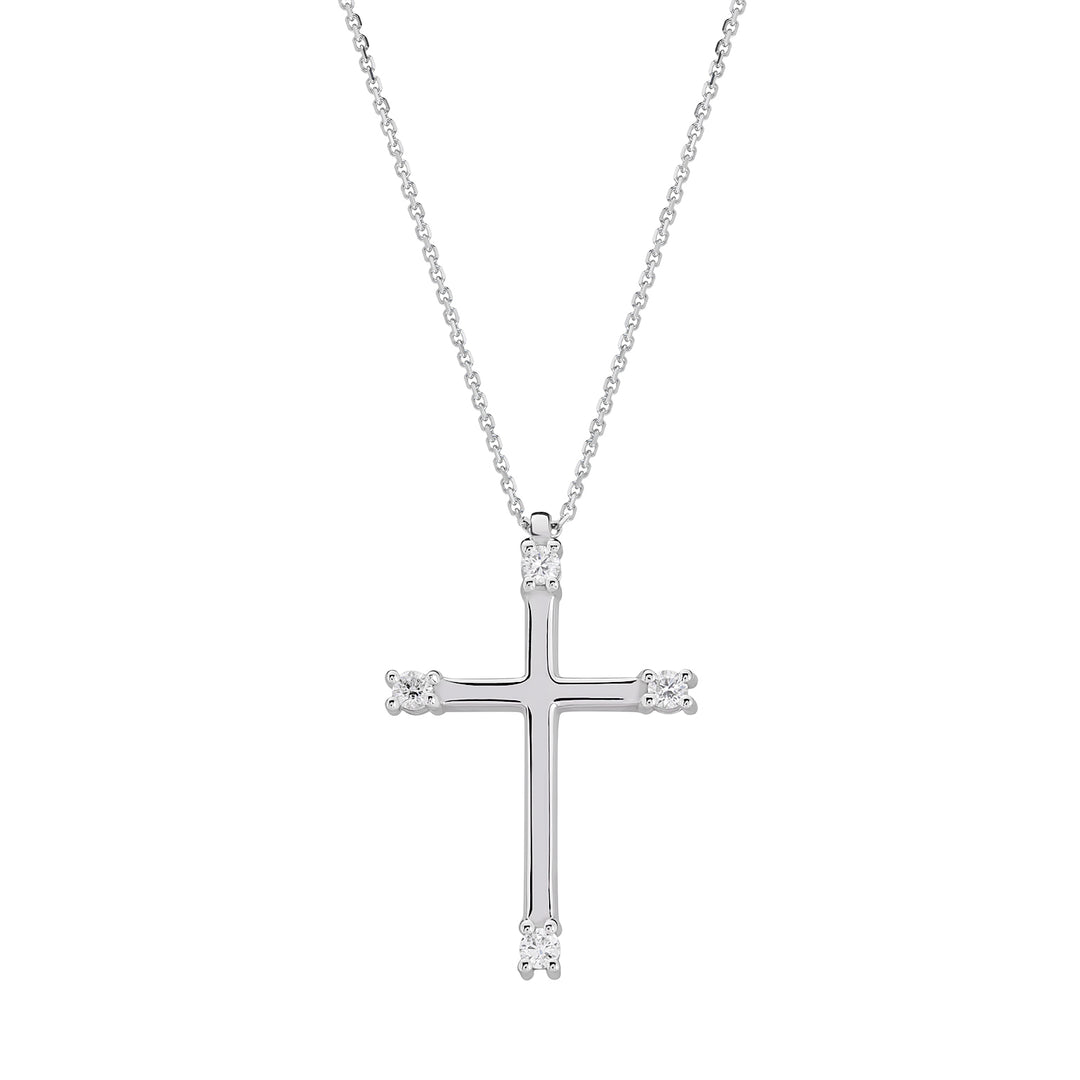Golay duży naszyjnik z krzyżem 4 diamenty PCR002DI2-18082110194