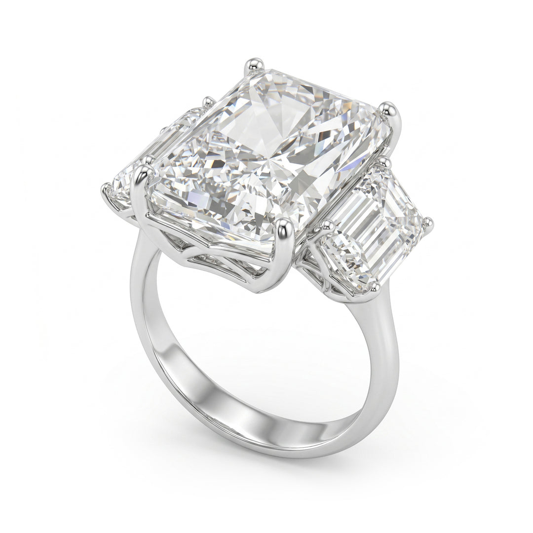 X-Diamond ένα εργαστήριο 18kt g.d.tot. 13,97 ct, ακτινοβολία 10,51 ct, και πλευρικά σμαράγδια 3,46 ct XXDAPU135O4RCBI1397