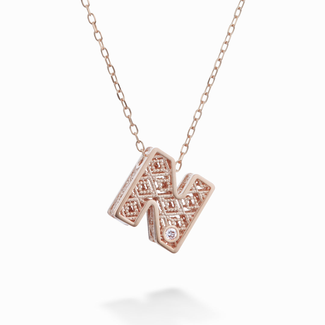 Mikiko cl 18k Buchstabe N Roségold Durchm. ct.0,01 MDLETNO3