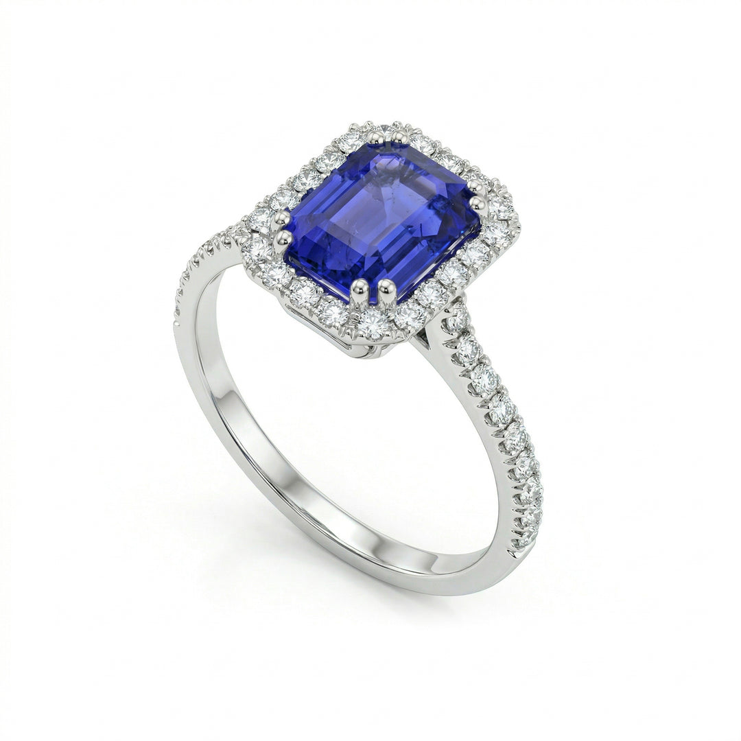 Golay oktagonal tanzanitring 8x6 och diamanter ACLC072DITZ4-24072110229