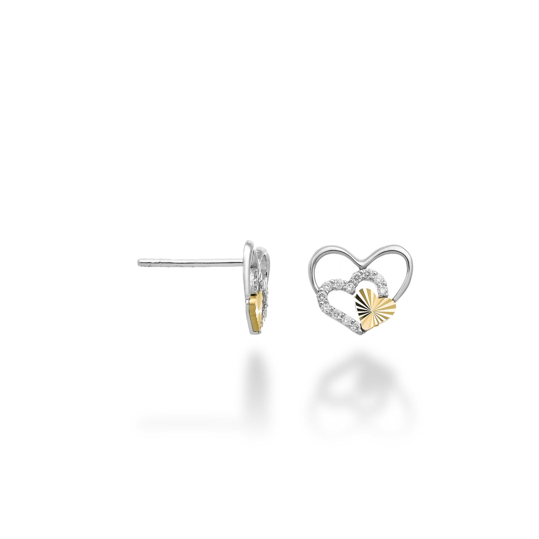 Mikiko o fantasía de 18k con corazones y diamantes en oro blanco, con elemento corazón en oro amarillo MO5180O7BR012