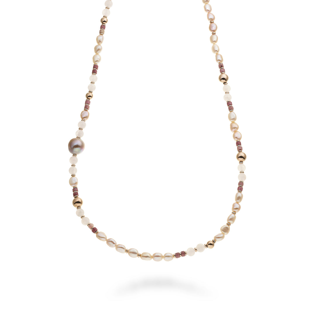 Mikiko cl ag925 fw mu bar 6/7 nucl.12/14 rose quartz 6mm cm.60 MC7135A3QUARZOROSA