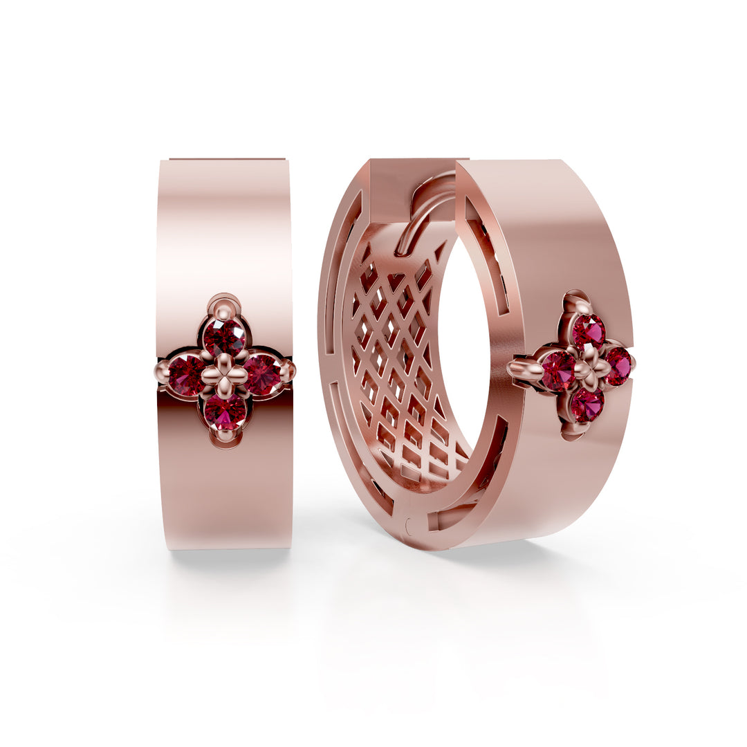 Pendientes círculo pequeños rubí satinado rosa Golay OFFI04RUSR16