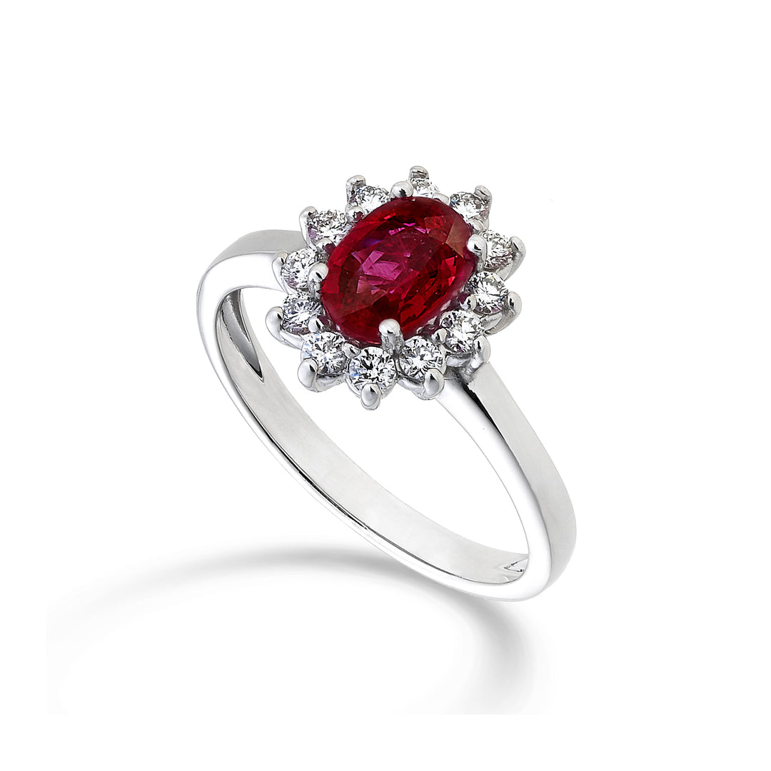 Nihama um rubi 18k n. oval 7x5 ct. 0,85 diâm. 0,30 quilates NA5094O4RBN085