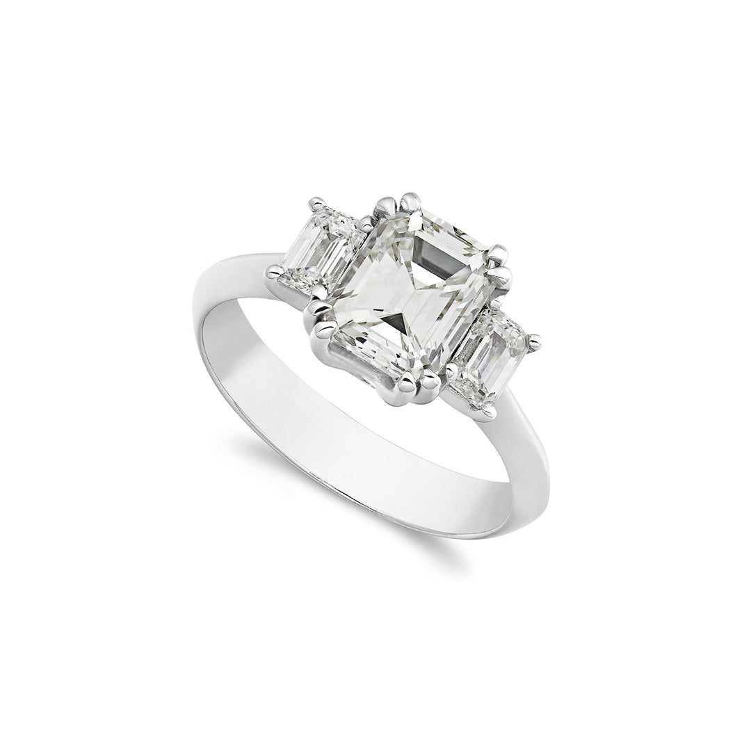 World Diamond Group central emerald cut trilogy ring 2 ct ATREM005DI-22241110046
