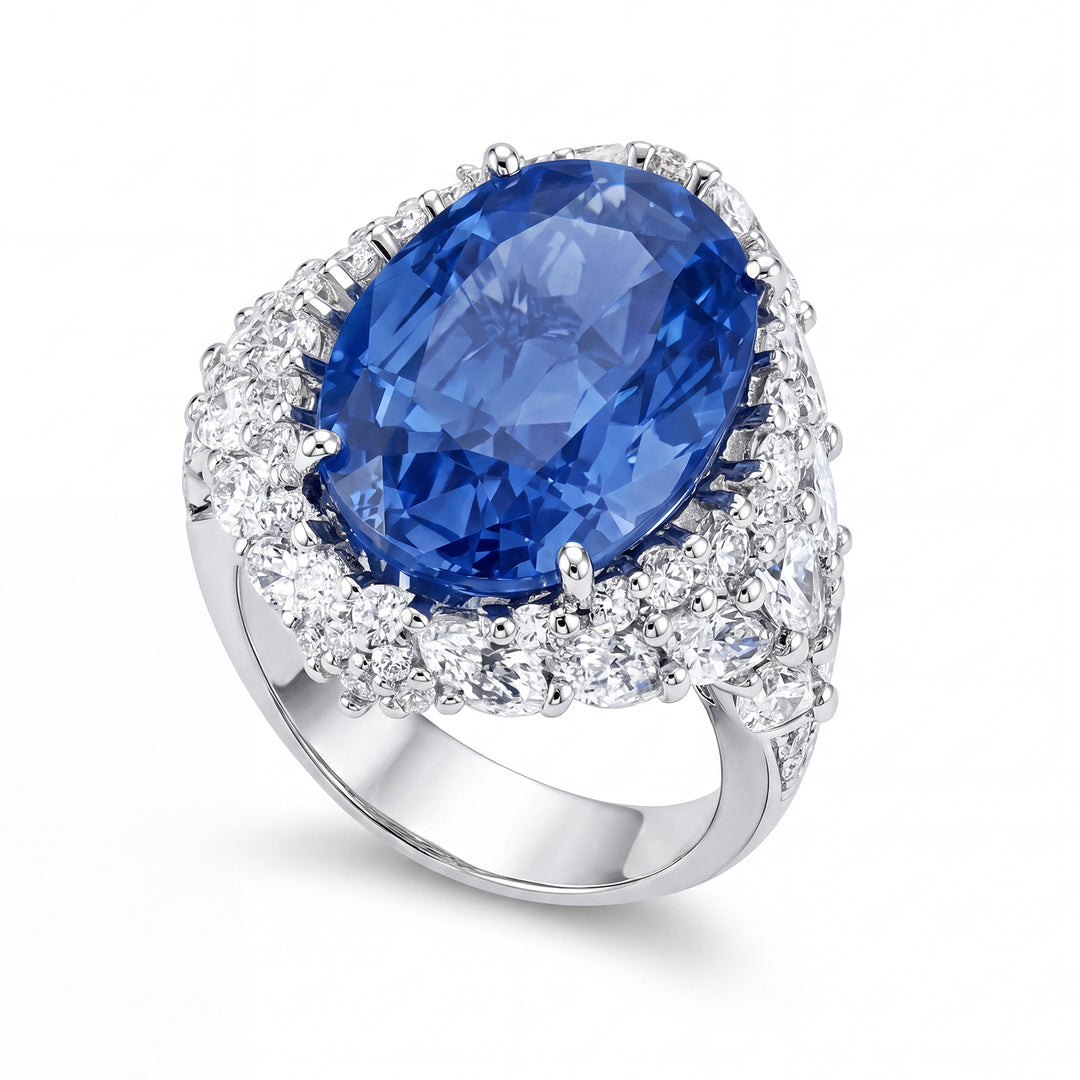 World Diamond Group sapphire ring 14.00 ct with drops APU163DIZB-17144110054