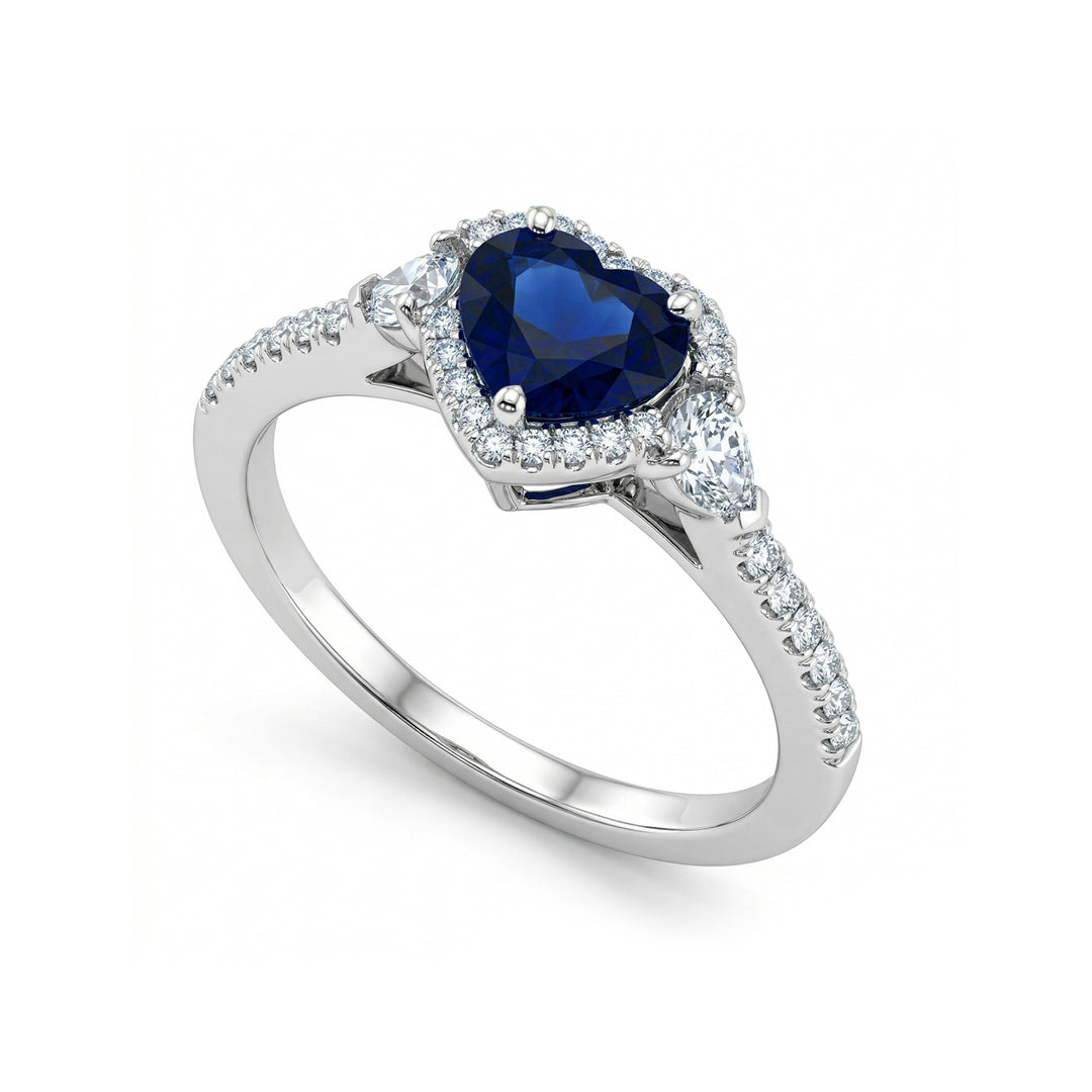 Golay hjärtformad diamant- och safirring 6x6 med droppar ACLC109DIZB66-22035110106