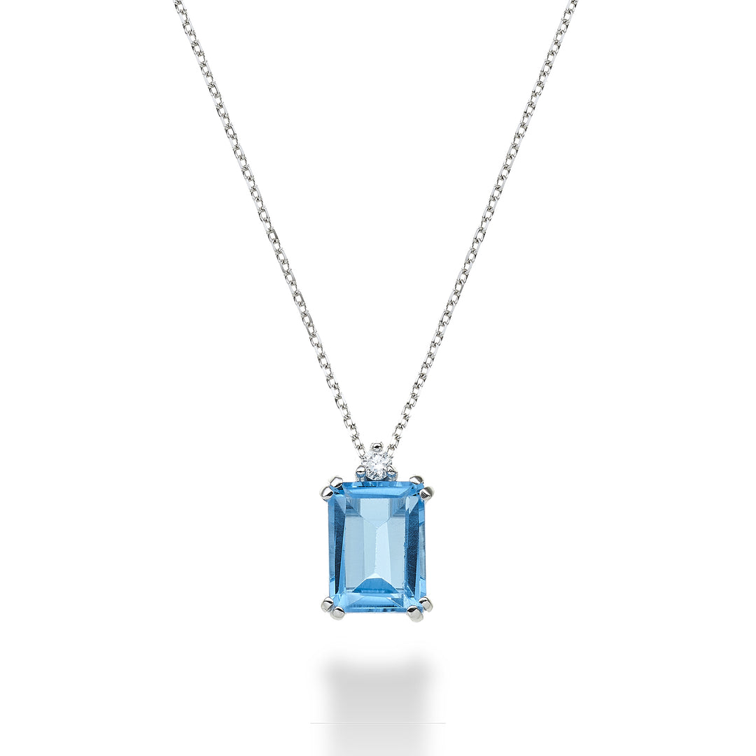 Nihama cl 18k οκταγωνικό μπλε τοπάζι 8x6 ct.2,10 διάμ. ct.0,03 NPCL090DITPAZ3O4