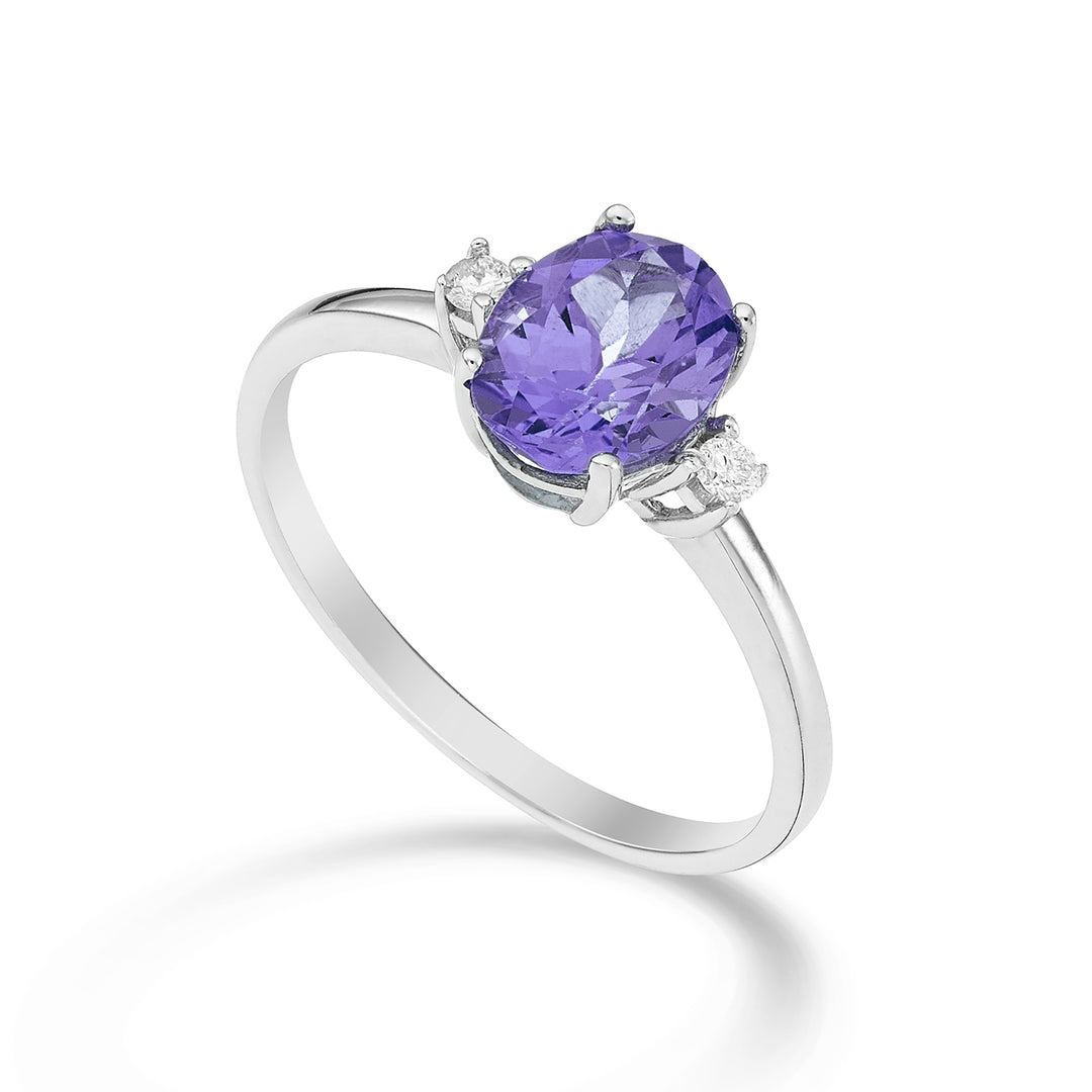 Mikiko en 18k oval ametist 8x6 ct.1,10 diam. ct.0.05 MA5074O4AMET