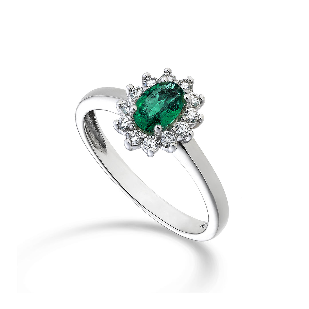 Nihama uma esmeralda 9k n. oval 6x4 ct.0,42 diâm. 0,23 quilates NA5093R4SMN042