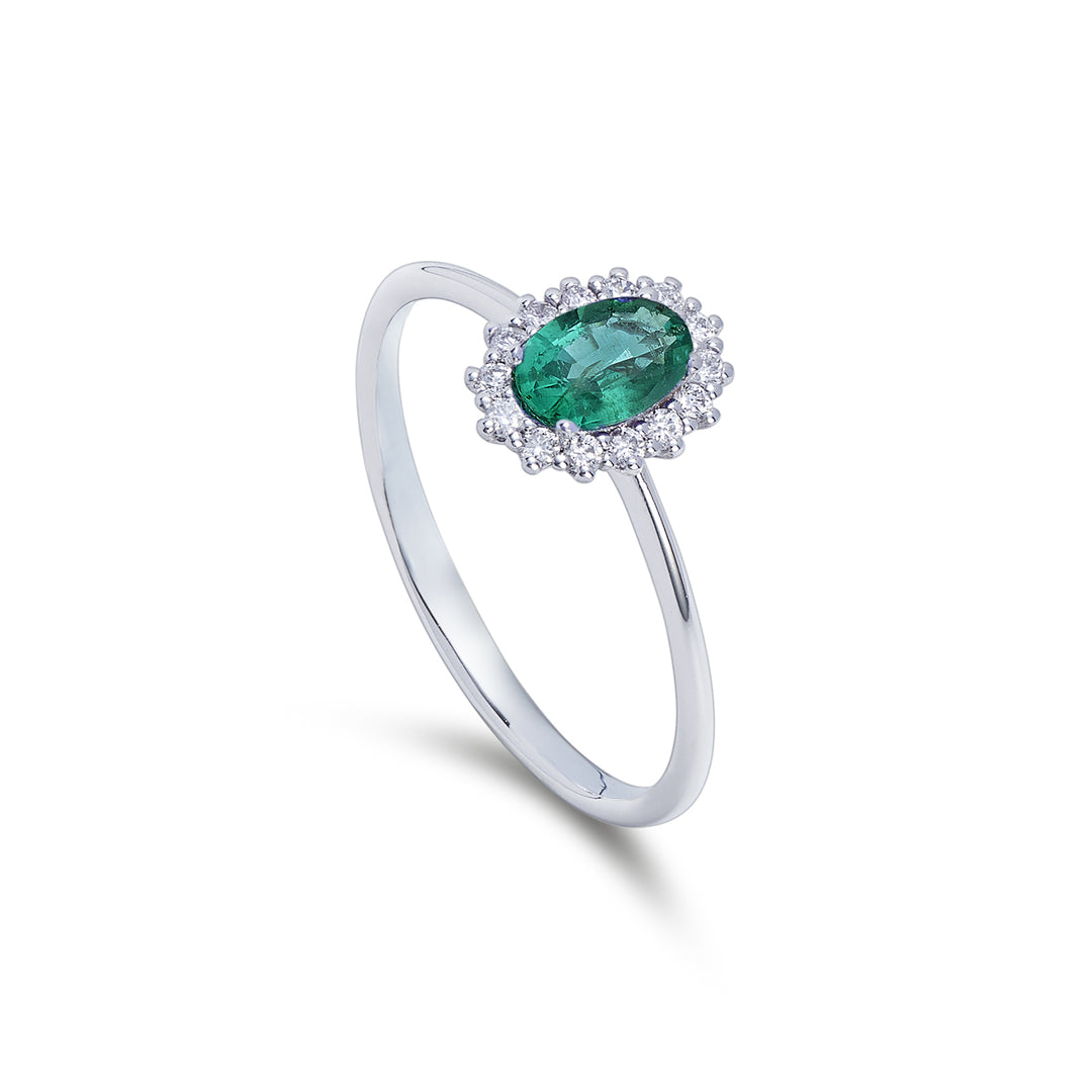 Mikiko an 9k emerald n. oval 6x4 ct.0,30 diam. 0,13 ct MA5141R4SMN