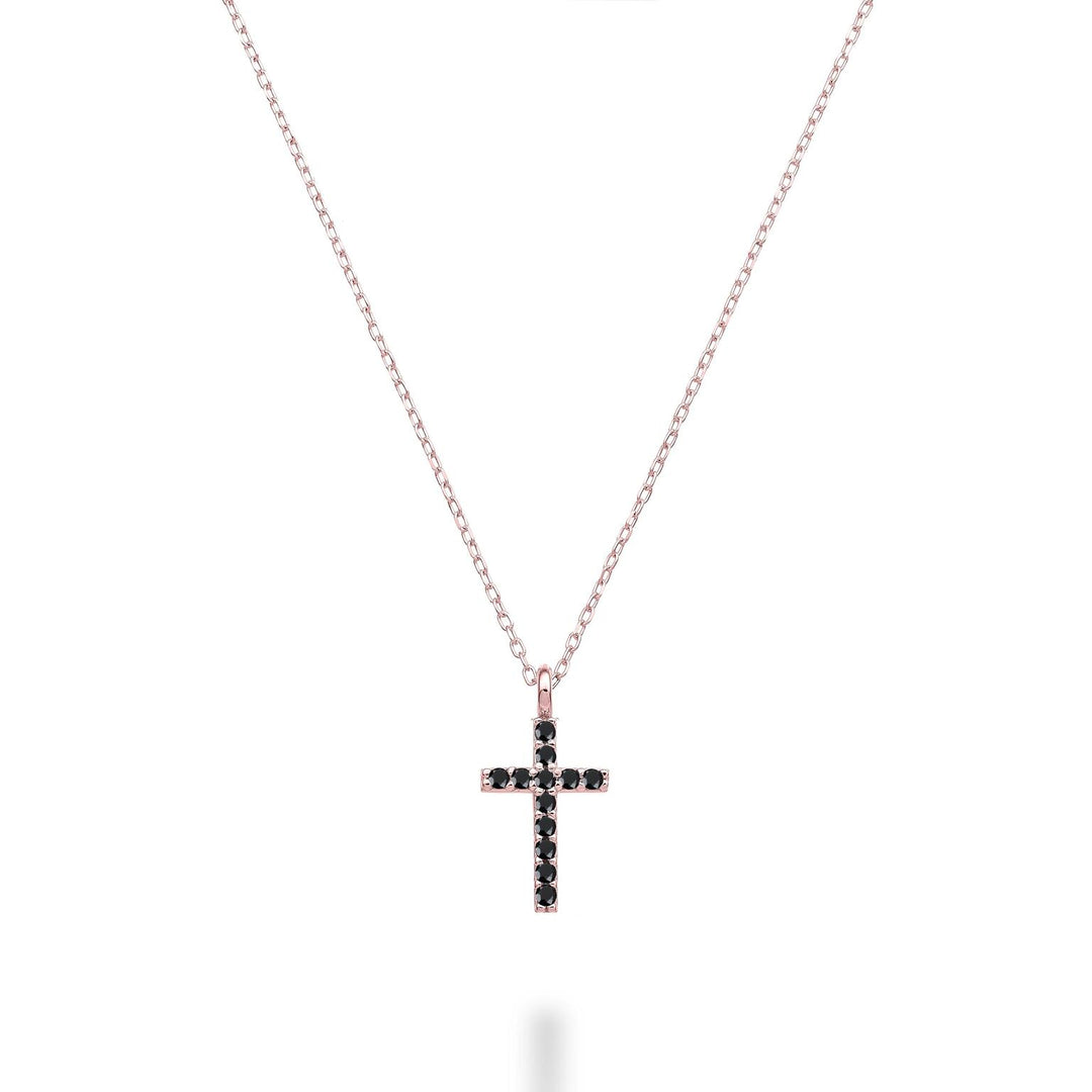 Nihama cl 18k kryds str. 2 rosa guld med sort spinel 0,06 ct NDCRO2O3SBK
