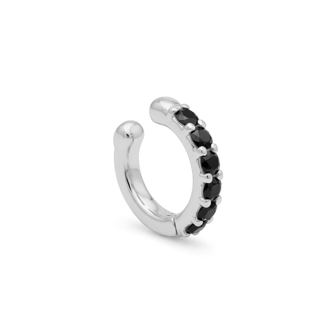 Nihama oder Ohrklemme aus 9 Karat Feder mit sechs schwarzen Diamanten, in Weißgold NXDOEC780R4BK030