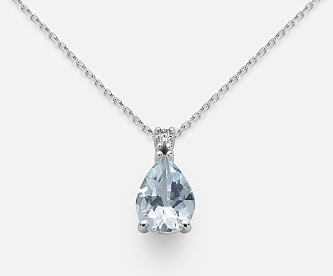 Mikiko cl 18k aquamarine drop 8x6 ct.0,62 διαστ. ct.0,025 MD5039O4AM