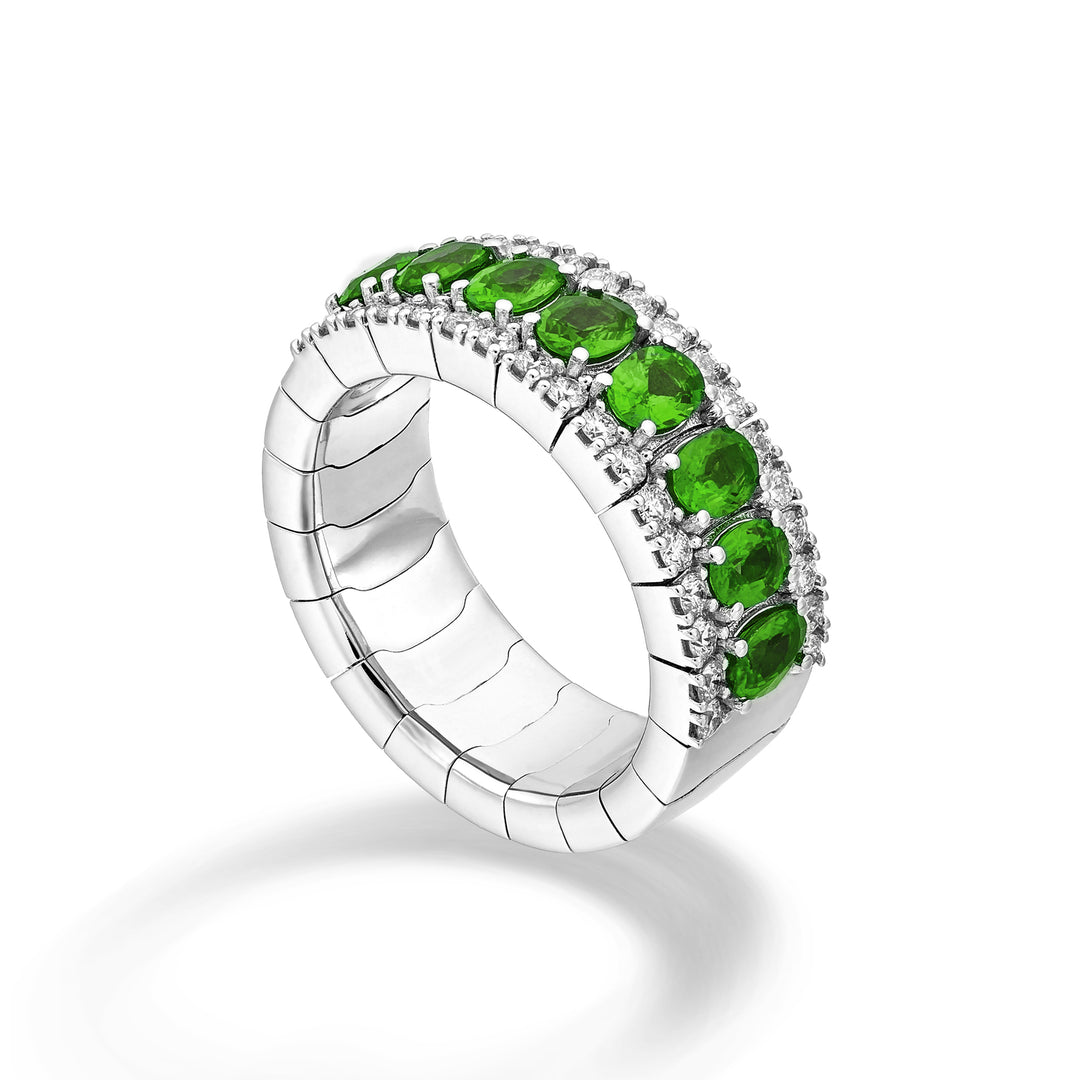 Bague riviera élastique Golay 8 émeraudes ovales 4x3 et dia ARE447DSM438-24276110049