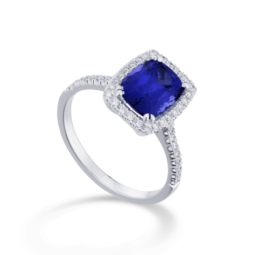 Δαχτυλίδι μαξιλαριού Golay tanzanite 7x7 και διαμάντια ACLC076DITZ77-26156110187