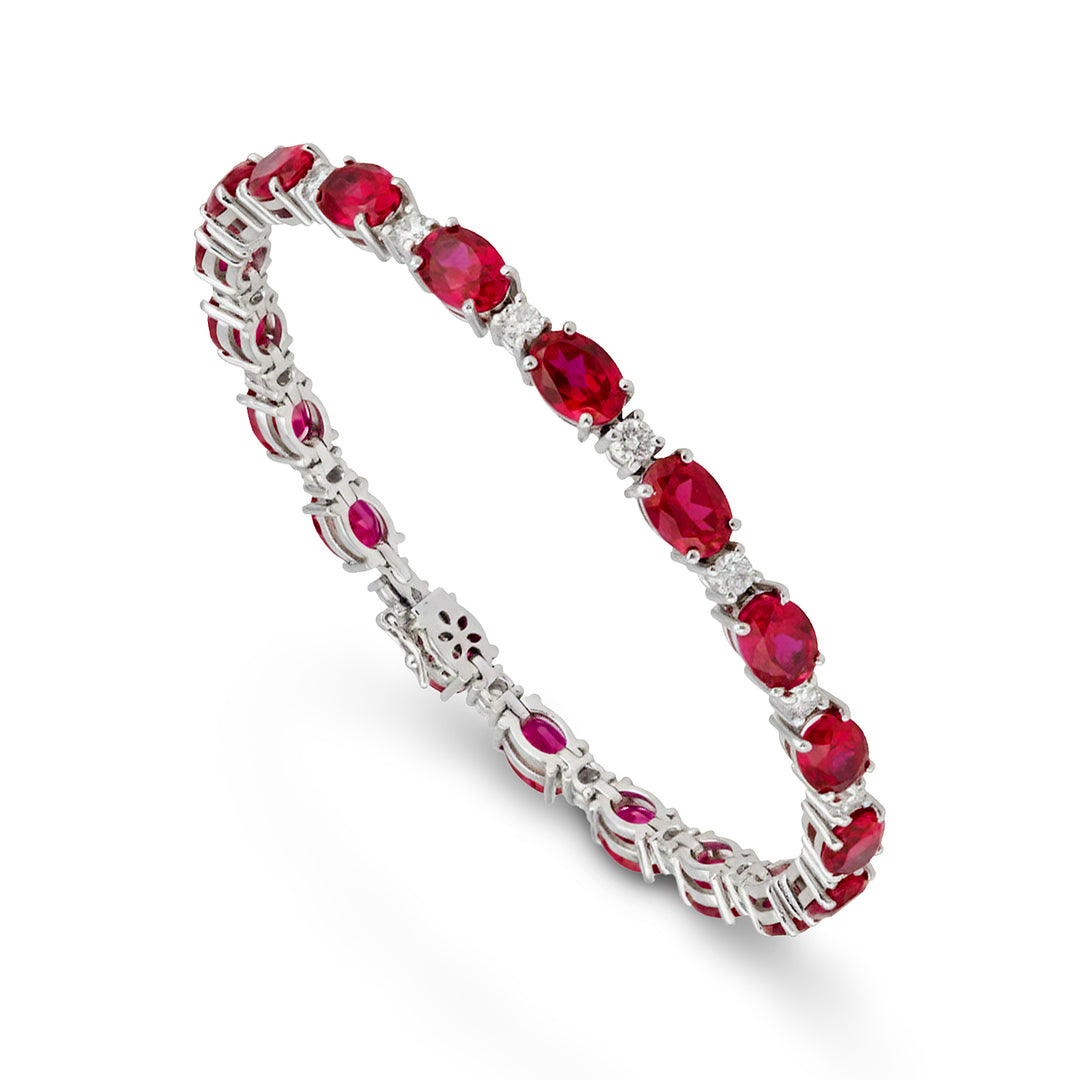 Tenisový náramek Golay s laboratorními rubíny. a diamanty BCT001RUDI-21309110036