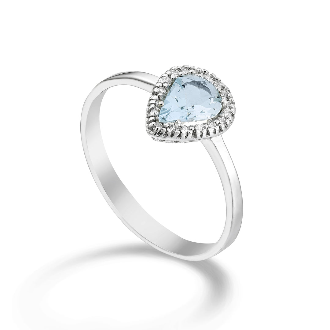 Mikiko, ein 18-karätiger Aquamarin-Tropfen, 7 x 5 ct.0,50 dia ct.0,09 MA5168O4AM