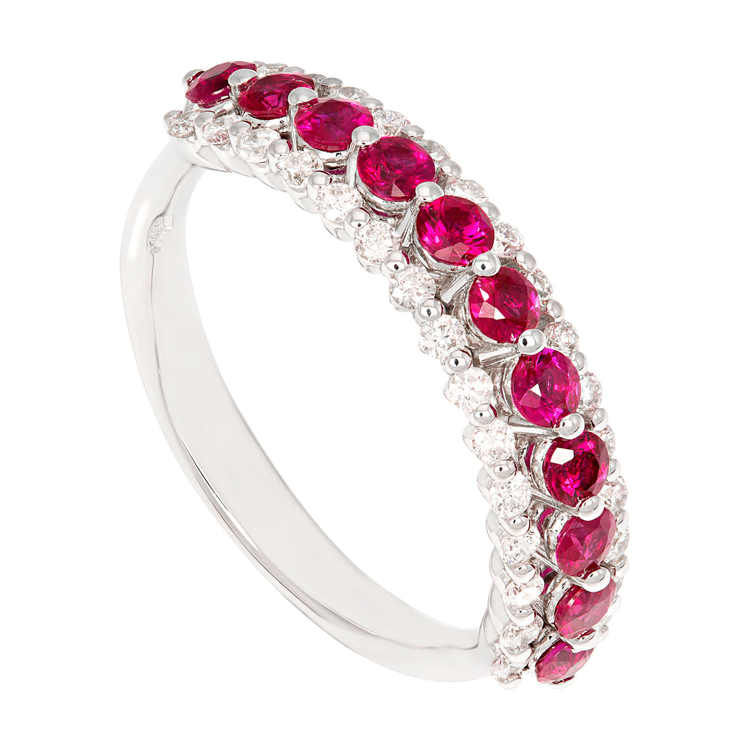 Golay ring 2 rijen diamanten + 1 rij robijnen ABE1034-0511R-11334110004