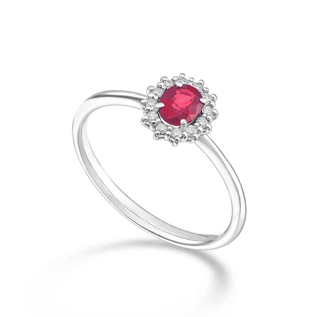 Mikiko en 18k oval rubin 5x4 ct.0,40 diam. ct.0.10 MA5167O4RBC