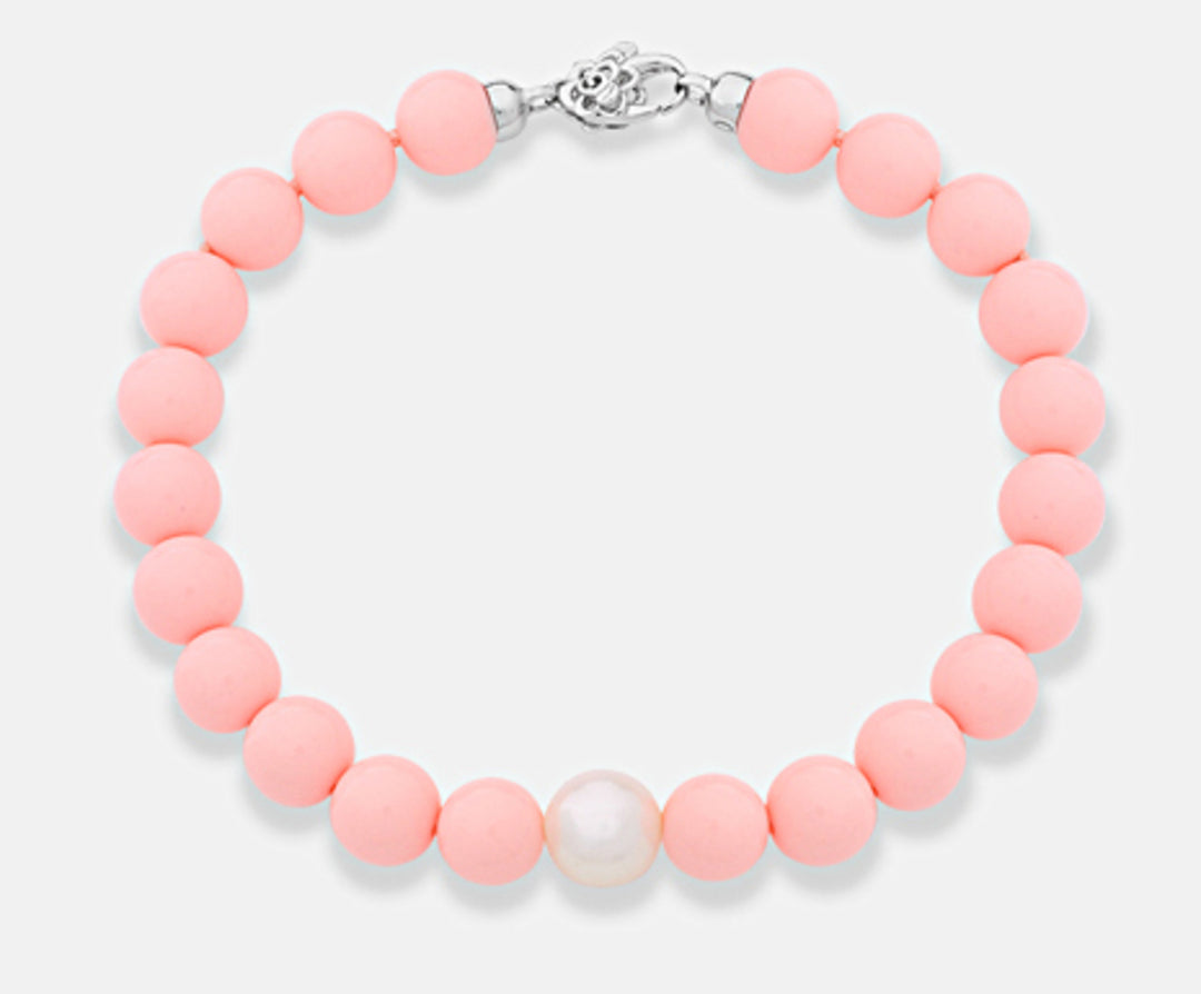 Mikiko br ag925 fw 9/10 aggloméré de corail rose 8mm MB7364A4CORALLO