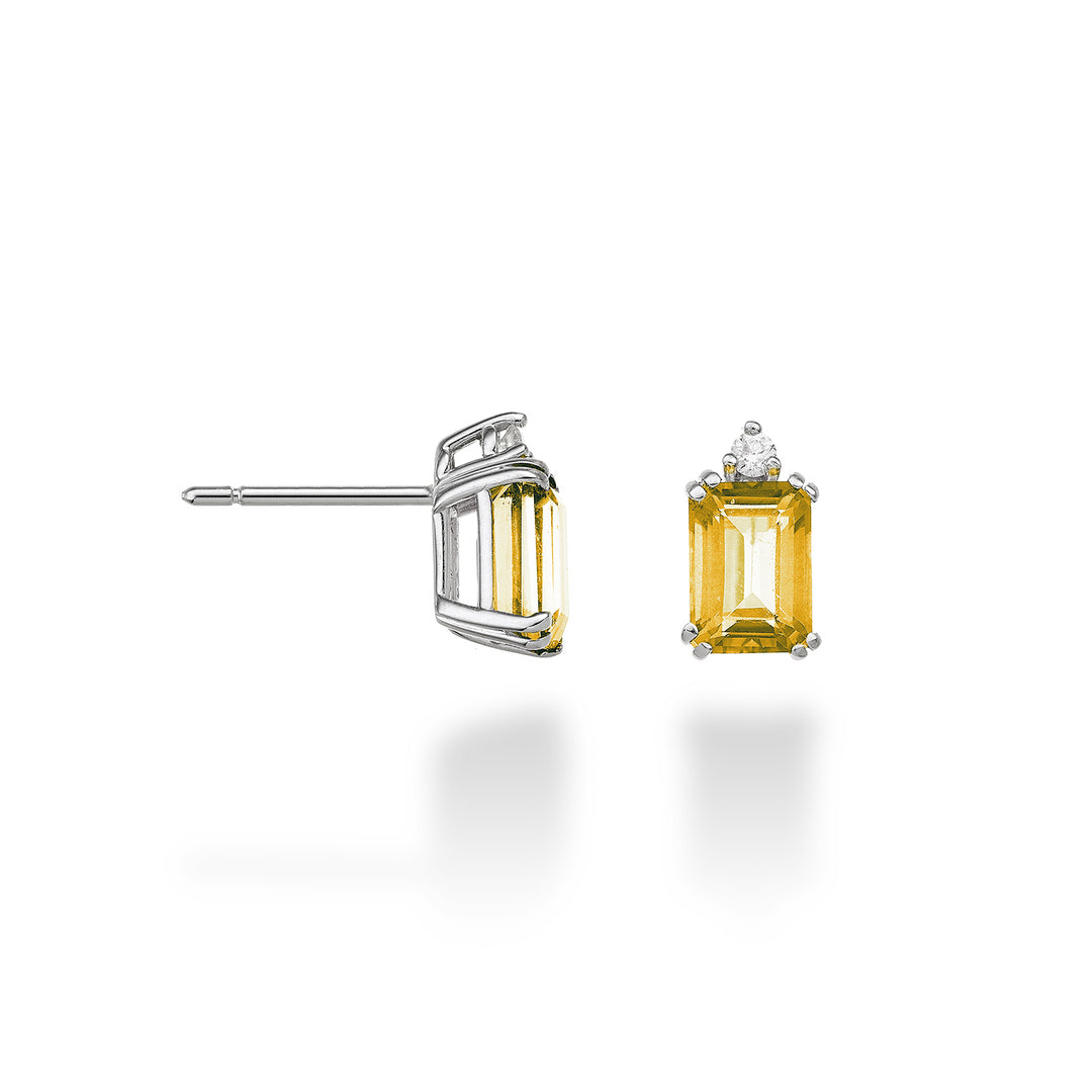 Nihama ou citrine octogonale 18 carats 7x5 ct.1,70 diam. ct.0,05 NOCL090DICITR2O4