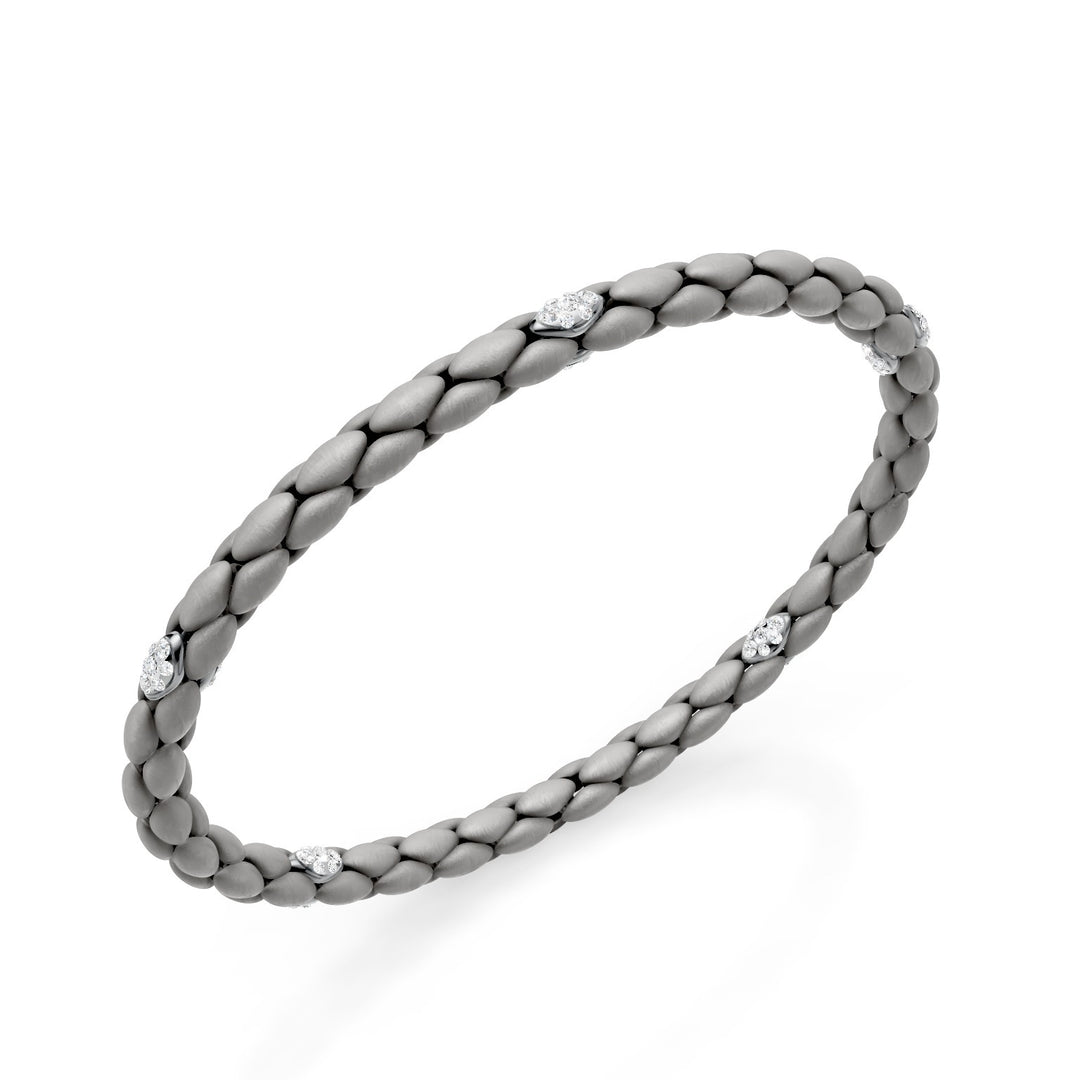 Golay bracciale in titanio grigio, con 5 inserti pavettati in platino, maglia a spiga, 17cm GBR032E5PTDIGR-170