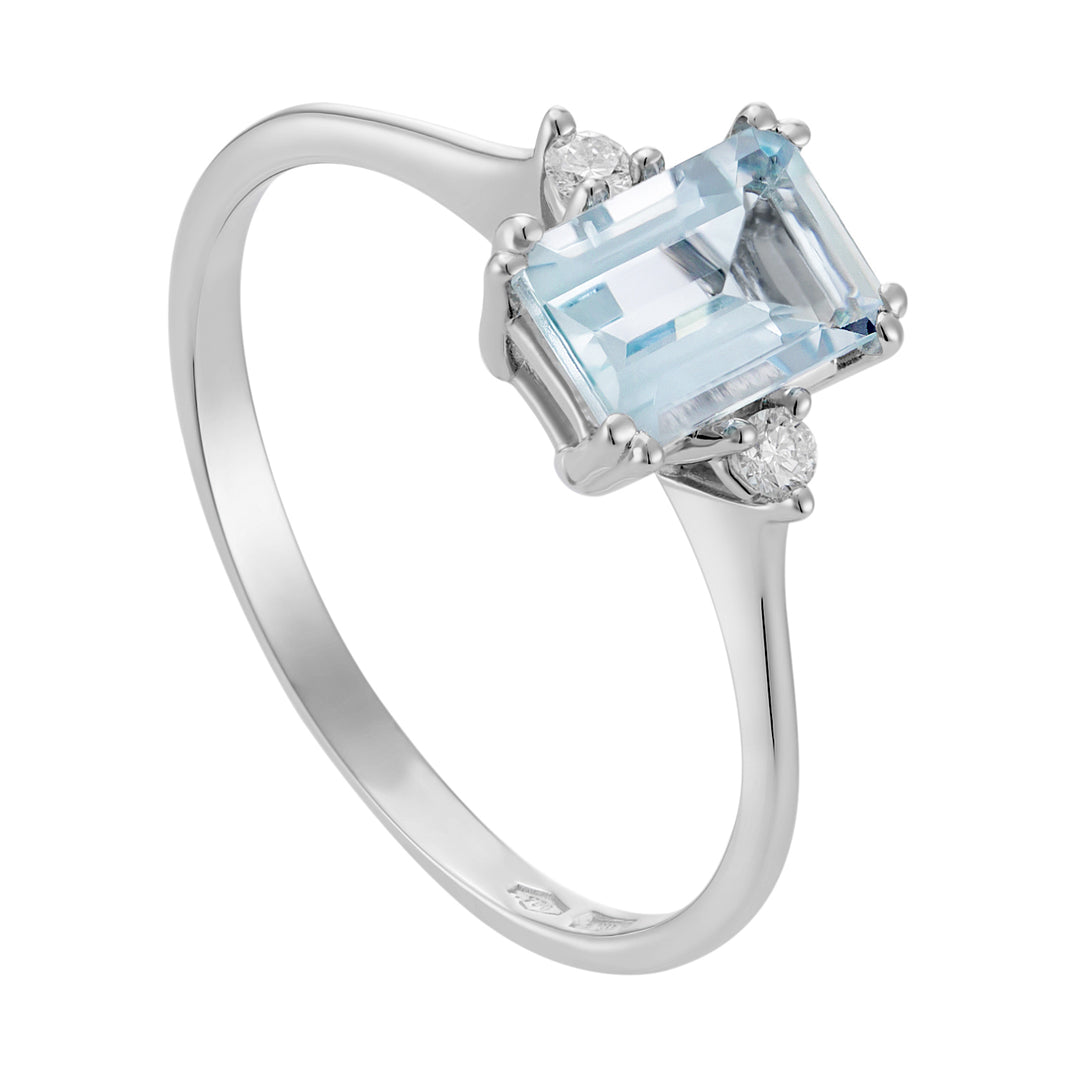 World Diamond Group 7x5 achthoekige aquamarijn en diamanten ring ACL090DIAQ2-24127110013