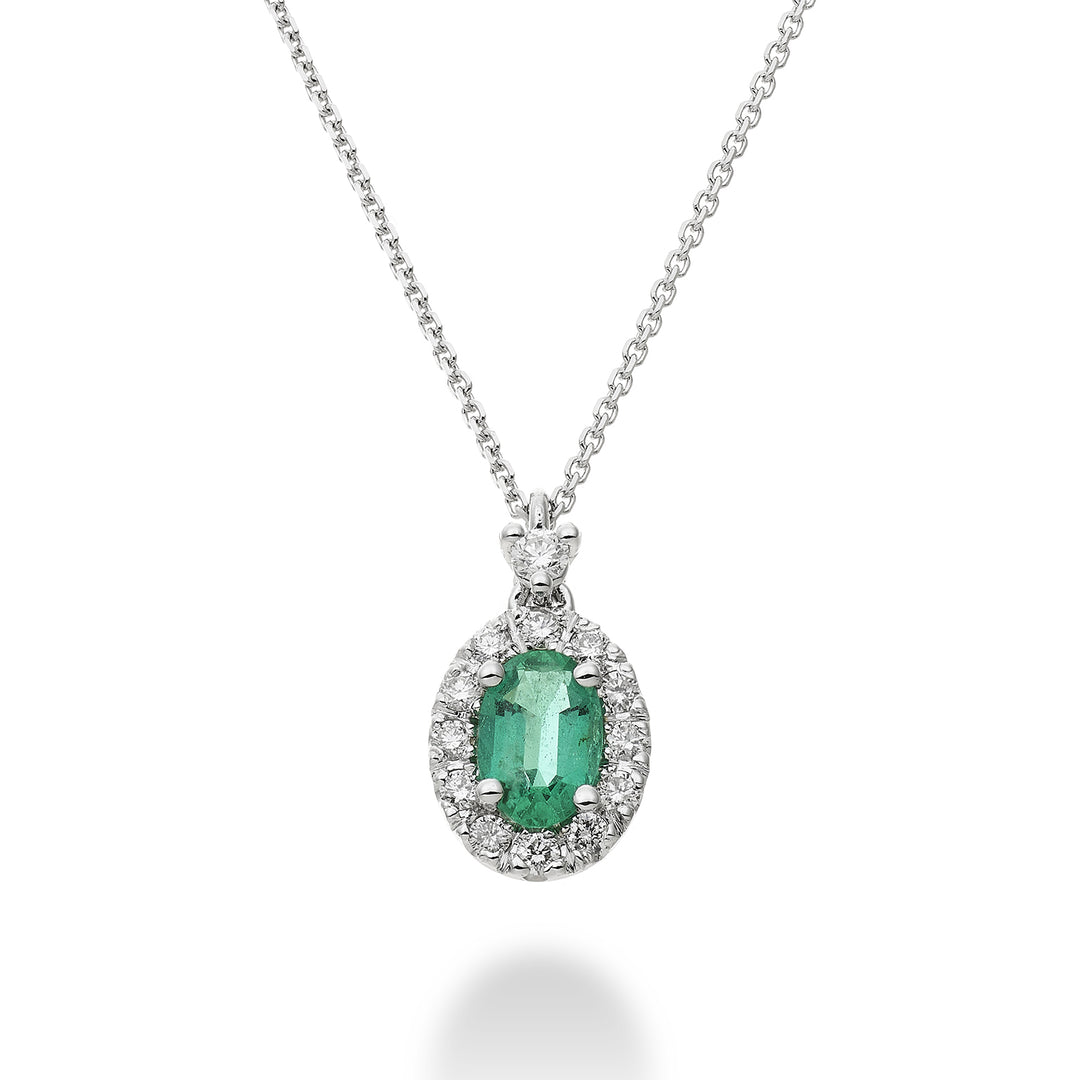 Colar Golay com pingente oval de esmeralda 6x4 e diamantes PCL122DISM46-24030110144