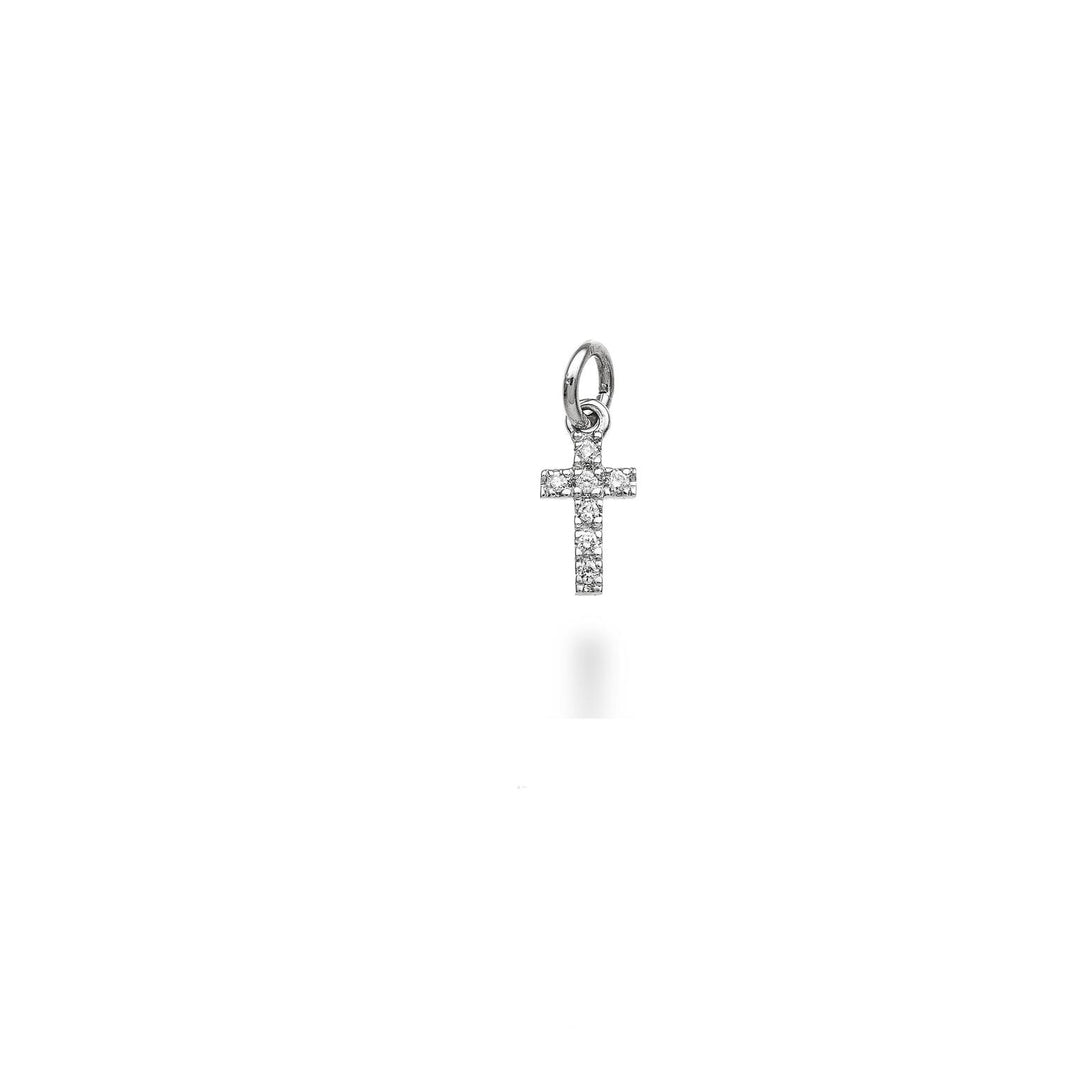 Pandantiv cruce din aur alb 18k World Diamond Group diam. ct.0,03 GCROCE02PENO4
