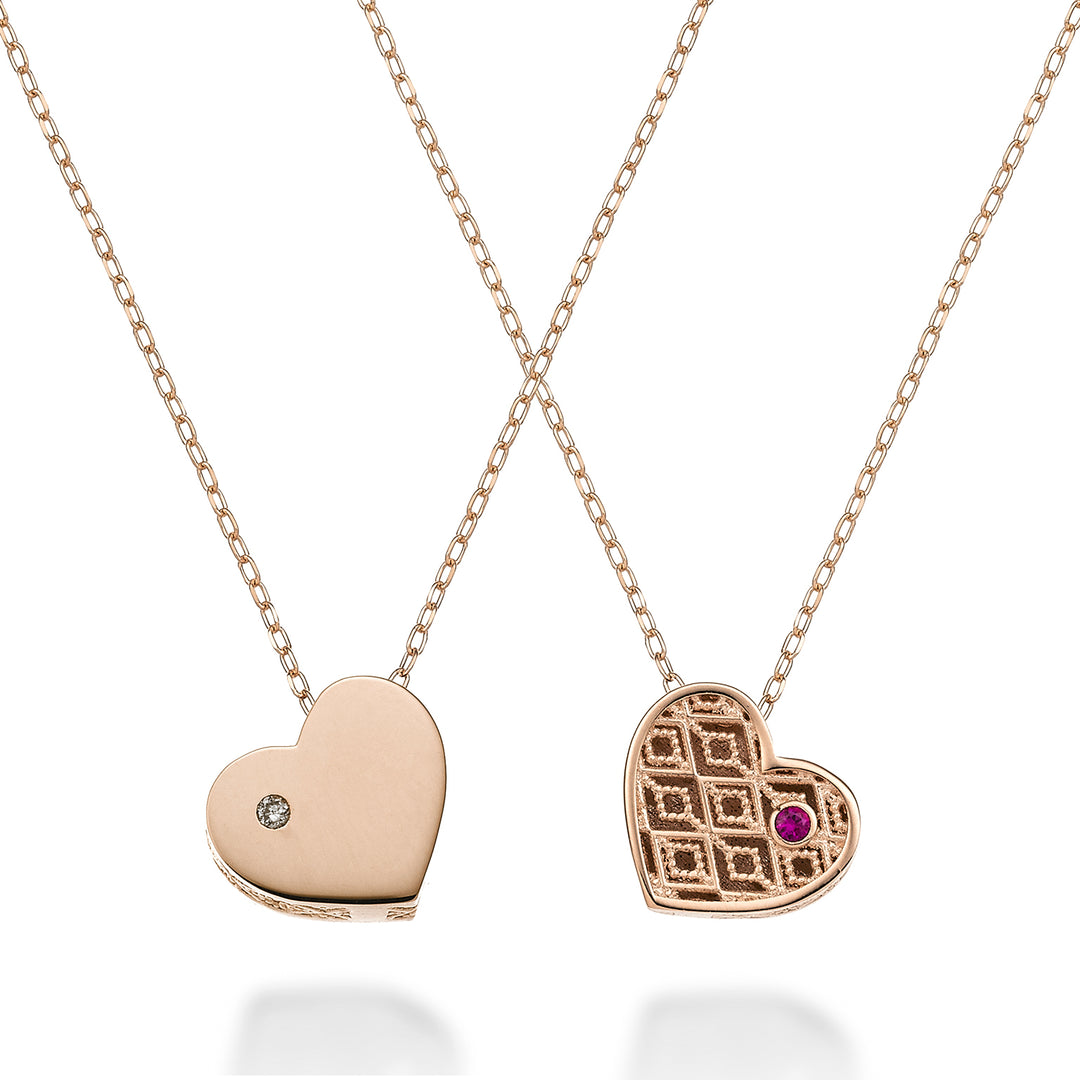 Mikiko cl 18k inimă mică o parte aur roz lustruit diam. 0,005 ct rubin 0,005 ct MDCUOREPLO3