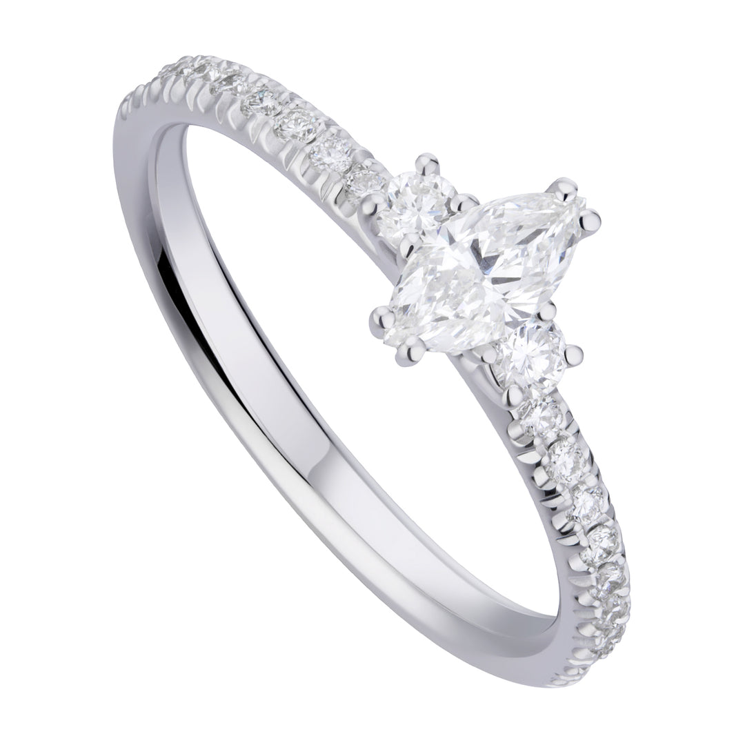 World Diamond Group solitaire ring med marquise og forsænket skaft AMQC017DI1-19129110087