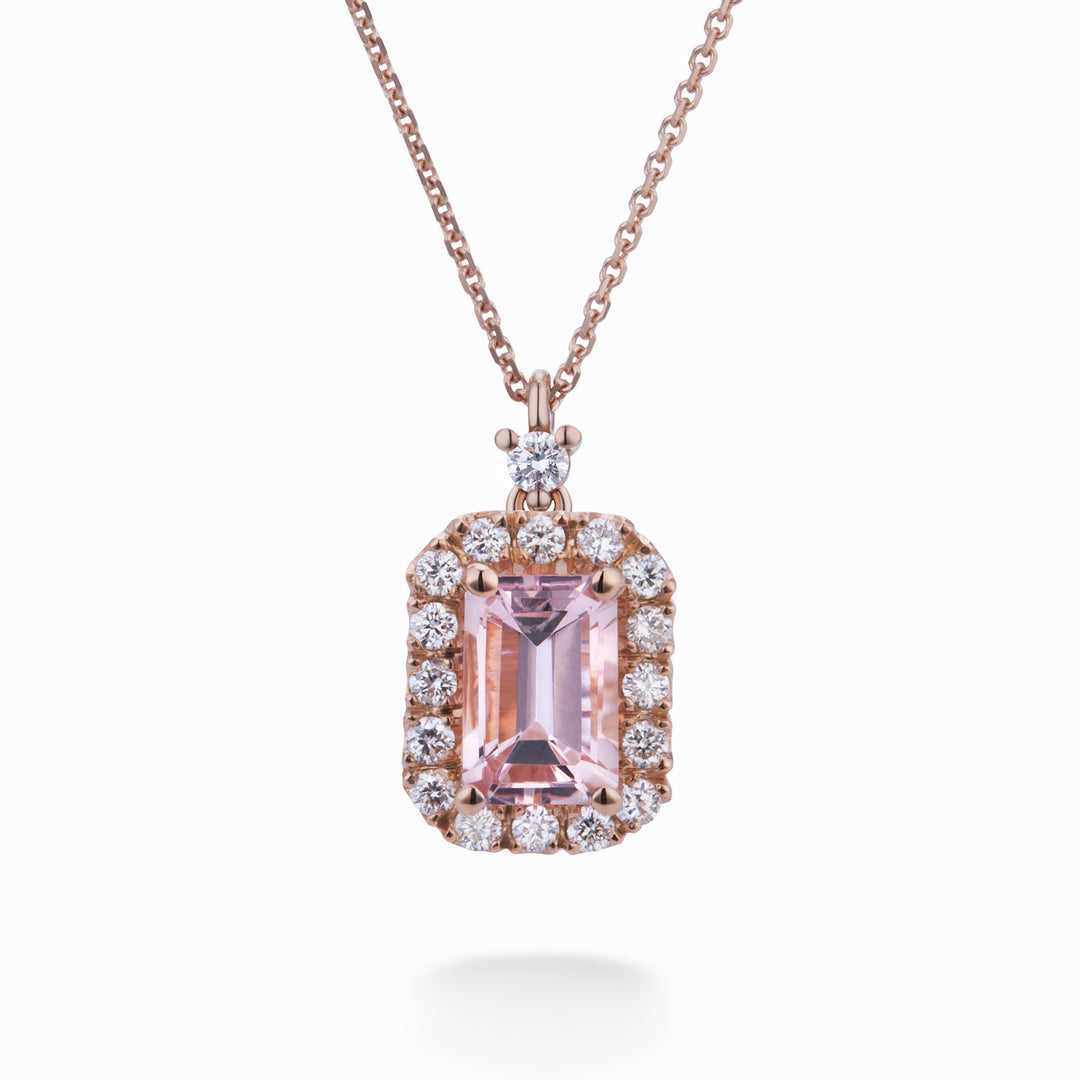 World Diamond Group osmihranný morganitový náhrdelník 8x6 a obrysový průměr PCL072DIMO4-24030110142