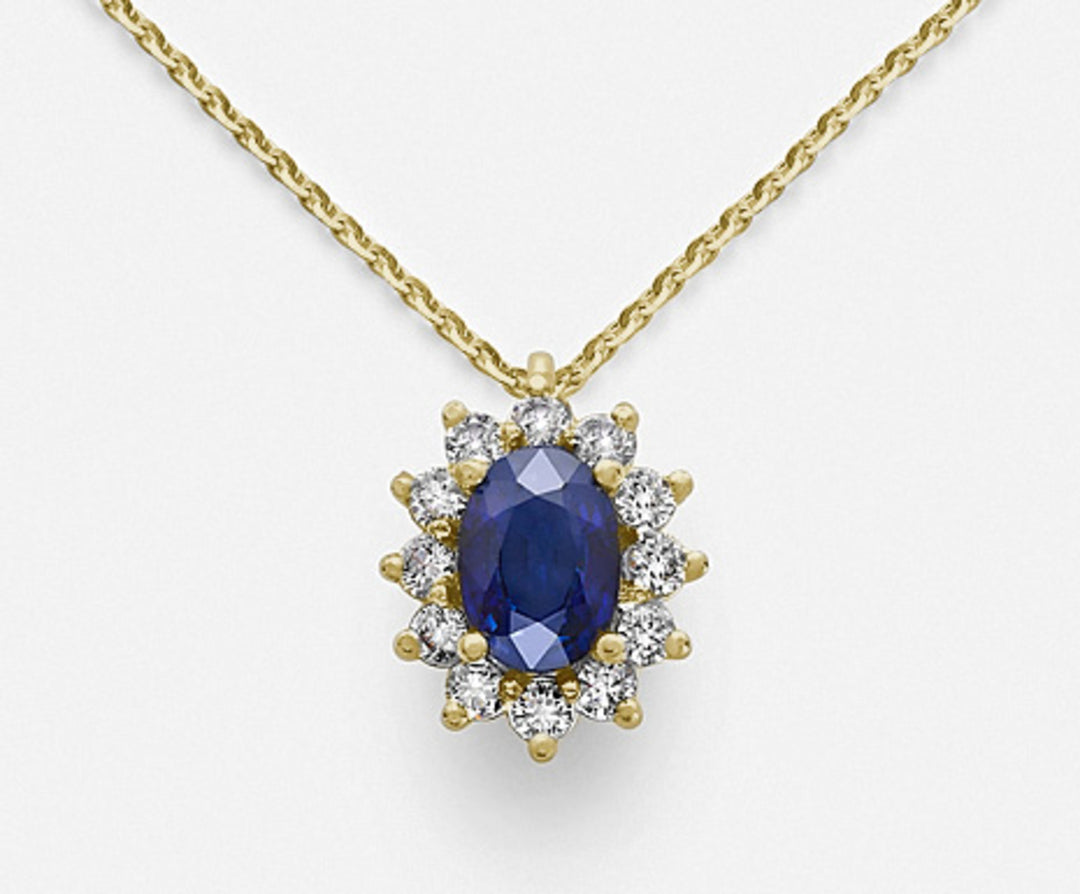 Mikiko cl 18k saphir n. ovale 7x5 ct.0,85 diam. Or jaune 0,30 ct MD5048O1ZFN085