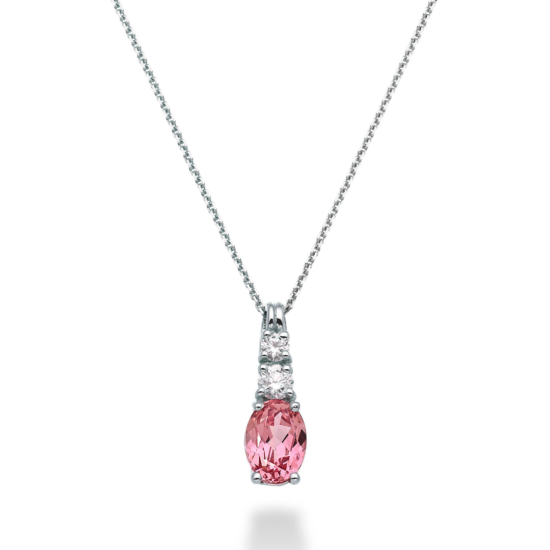 Nihama cl 18k zaffiro rosa ovale 7x5 ct.0,80 dia ct.0,15 ND5056O4ZFRP