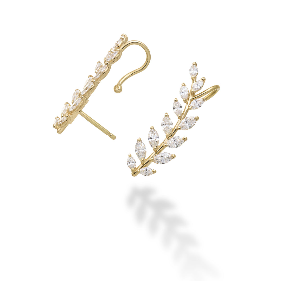 Brinco mono oliveira Golay com marquise, ouro amarelo, esquerdo OD840DGSX