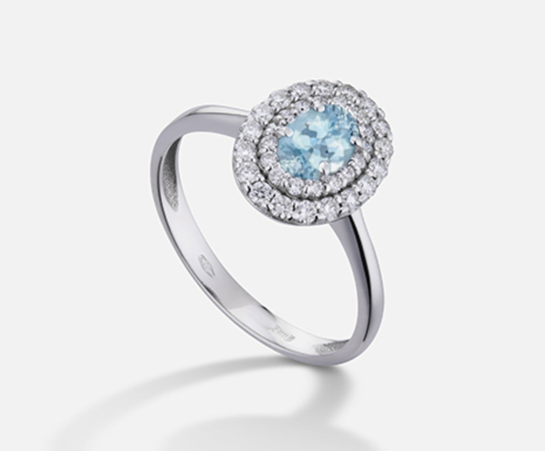 Nihama en 18k oval akvamarin 6x4 ct.0.30 dia ct.0.33 NA5117O4AM